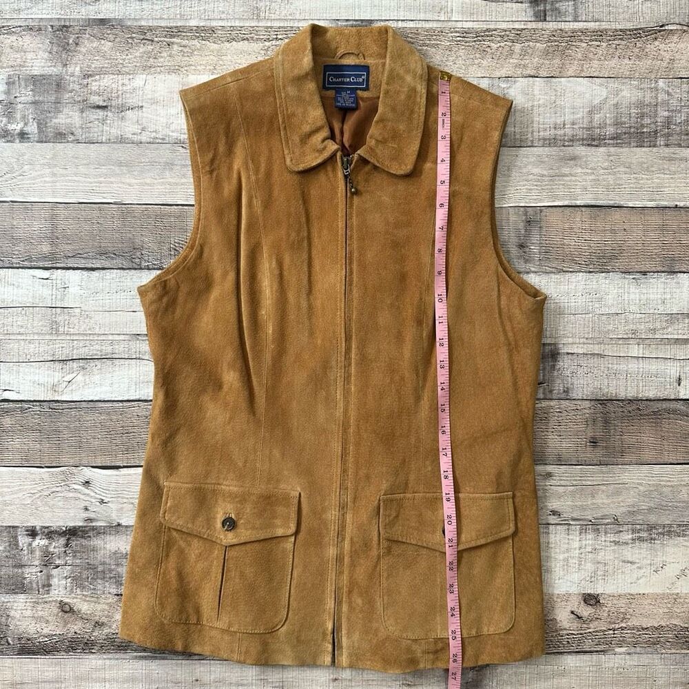 Vintage Charter Club Suede Genuine Leather Zip Up Vest Western Cowboy | Size M - Picture 4 of 8